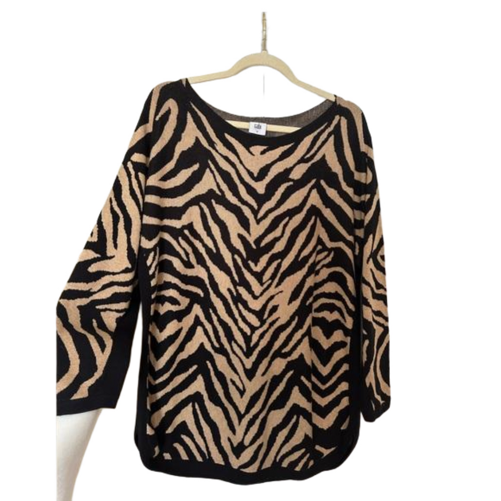 CAbi Dani Pullover Zebra Stripe Sweater